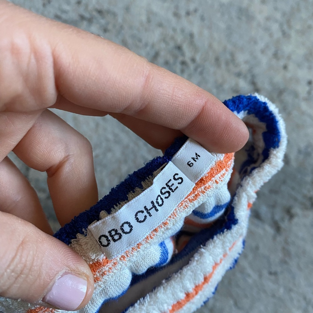 BOBO CHOSES Striped Orange & Blue Terry Baby Bloomers size 6 m - Picture 4 of 4